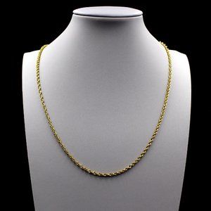 Real 10K Yellow Gold 2mm Rope Chain Necklace 14" inch